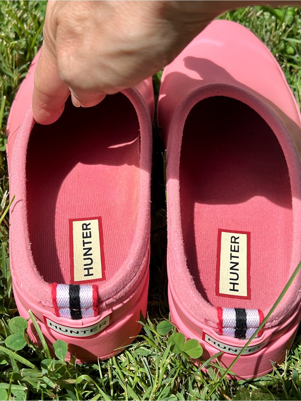 Hunter Play Pink Salmon Coral Gardening Clogs UK4 USA6 6 rubbers slip on wedges - Picture 7 of 12